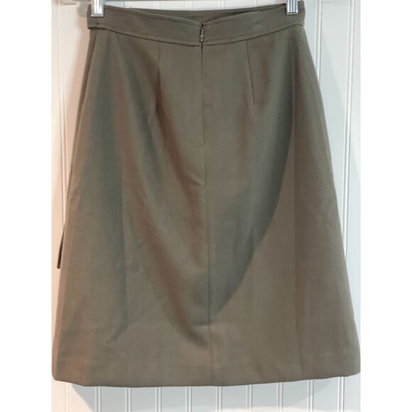 Ann Taylor Petite Olive Green A-Line Skirt With D-Ring Belt - Picture 2 of 14